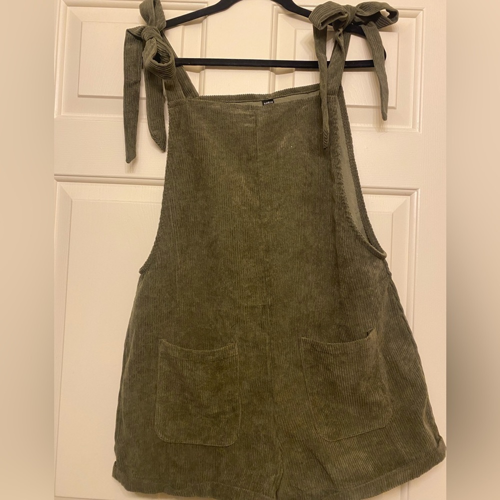 Tie Strap Corduroy Romper